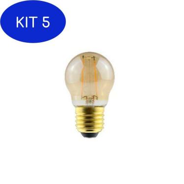 Imagem de Kit 5 Lâmpada Bolinha Filamento Led G45 E27 Luz Quente