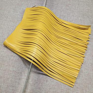 Imagem de 100cm 20/25/30cm PU couro borla franja guarnição fita de renda para bolsa roupas vestidos decoração diy acessórios de costura, amarelo, 5mm, 20cm
