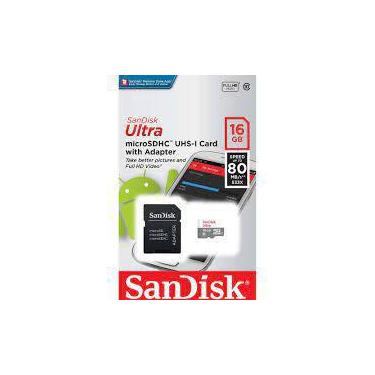 Imagem de Cartao De Memoria Micro Sd 16Gb Sandisk Ultra Classe 10 C/Adaptador Sd
