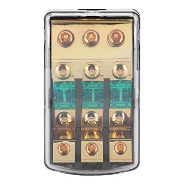 Imagem de Bloco de distribuição de fusíveis, calibre 0/2/4 para calibre 4/8/10 Saída de calibre 60A suporte de bloco de fusível 3 Way Mini ANL suporte de fusível para sistema de áudio de barco automático