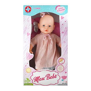 Imagem de Boneca Meu Bebê Vestido Rosa e barra de renda, Brinquedos Estrela