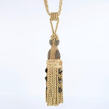 Imagem de Suportes de cortina bola pendurada tecido poliéster pendurado corda de cortina de orelha aplique europeu alça de cortina bola pendurada, T6,1 Pçs