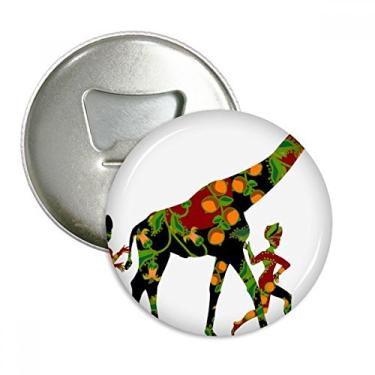Imagem de Aborígene africano, abridor de garrafas, feminino, preto, girafa, ímã de geladeira, emblema multifuncional