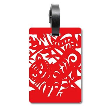 Imagem de Cortado em papel Tigre Animal China Zodíaco Maleta Etiqueta Bagagem Cartão Pendurado Etiqueta Scutcheon Etiqueta, Multicolorido.