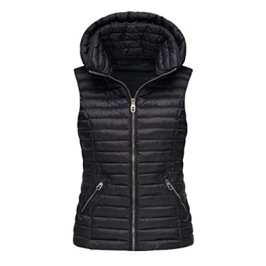 Imagem de Gilet Feminino Gilet Leve Zip Acolchoado Colete Com Capace