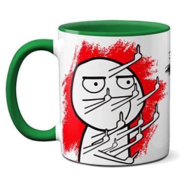 Imagem de Caneca Engraçada Dando Dedo Foda-se O Que Você Pensa De Mim (Verde)