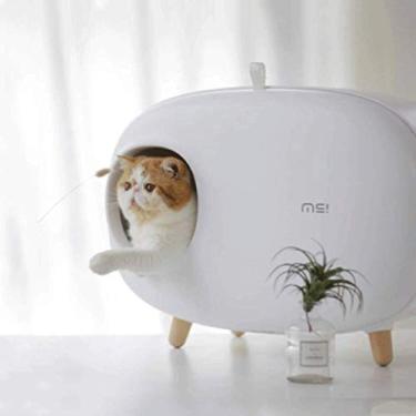 Imagem de Caixa de areia autolimpante para gatos reutilizável desodorante à prova de respingos Caixa de areia para gatos fechada grande, banheiro para gatos, casa para gatos, caixa de areia para gatos (cor: