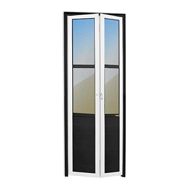 Imagem de Porta Camarão Meia Lambril Meia Vidrão Linha 25 Vidro Reflex 210cm x 70cm Brimak Mix Preto