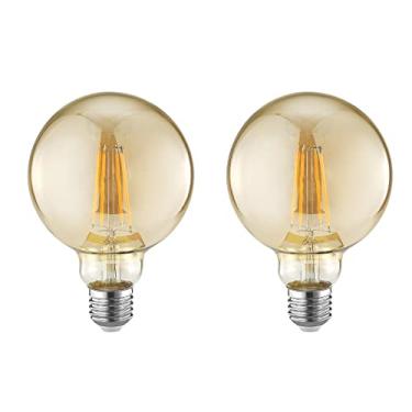 Imagem de Kit 2 Lâmpadas Filamento Led G95 Globo Âmbar Retrô Decorativas Vintage 4w 2300k Bivolt E27