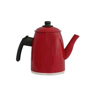 Imagem de Bule de Cafe Esmaltado Vermelho Chaleira Aluminio Fundido