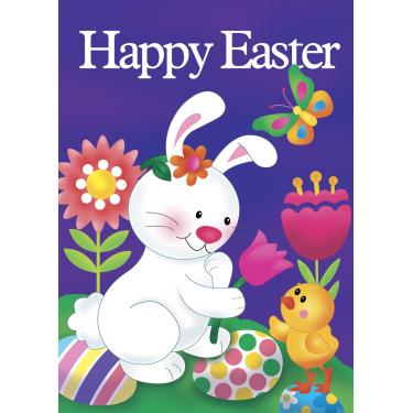 Imagem de Morigs Bunny Tulipa decorativa dupla face Páscoa Primavera Casa Bandeira 28 x 40 polegadas