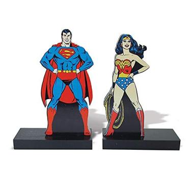 Imagem de Aparador de Livros DC Comics Super-Homem e Mulher-Maravilha em Madeira - Urban - 28x26,5 cm