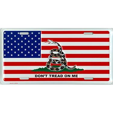 Imagem de Gadsden USA Metal Front License Plate, 6x12 inch, Don’t Tread on Me American Flag Auto Tag for Cars and Trucks