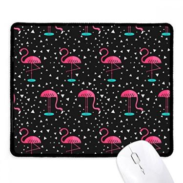 Imagem de Mousepad com estampa de flamingo, rosa, preto, borda costurada, tapete de borracha para jogos