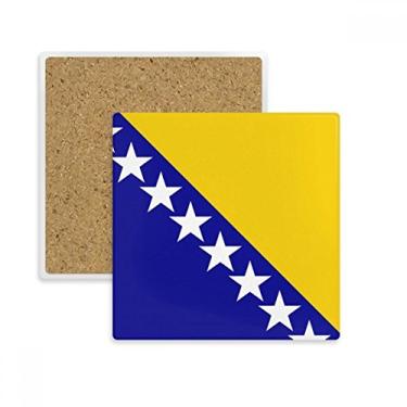 Imagem de Porta-copos com bandeira nacional da Bósnia e Herzegovina, porta-copos quadrados, pedra isolante