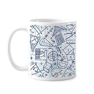 Imagem de Régua de matemática azul pintada à mão, calculadora, caneca de cerâmica, café, porcelana, louça, louça