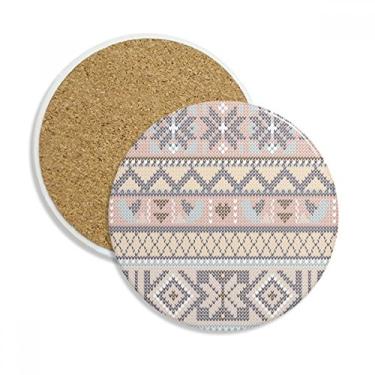 Imagem de Caneca para porta-copos octogonal com estampa de triângulo de losango, pedra absorvente de proteção de mesa