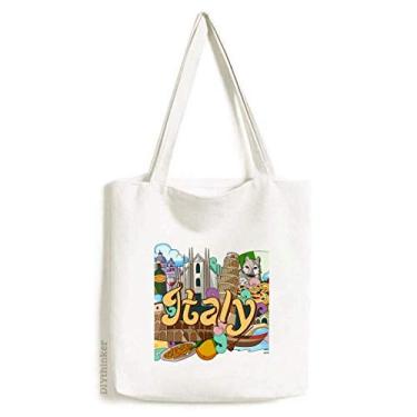 Imagem de Bolsa sacola de lona com grafite da Itália Catedral de Milão Pisa bolsa de compras casual