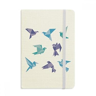 Imagem de Caderno com estampa de pombo abstrata de origami colorido, capa dura de tecido, diário clássico