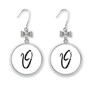 Imagem de Alfabeto Grego Theta Brincos Borboleta Silhueta Preta Gancho Perfurado