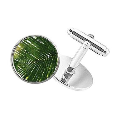 Imagem de DIYthinker Abotoaduras com clipe de botão redondo para imagem de plantas da Sunshine Leaf