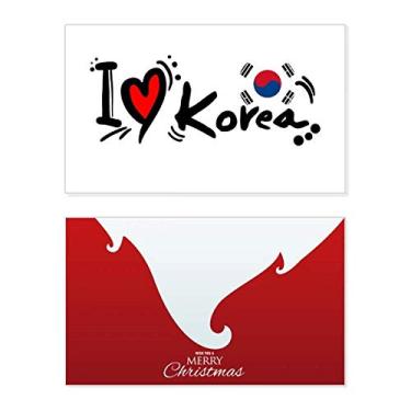 Imagem de I Love Korea Palavra Bandeira Love Heart Ilustration Holiday Holiday Merry Christmas Cartões de parabéns Mensagem de Natal