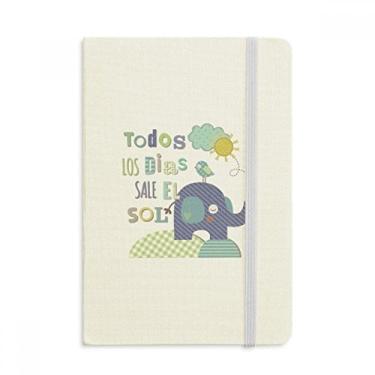 Imagem de Caderno de desenho de pássaro elefante listrado com estampa de animal amarelo oficial de tecido rígido diário clássico