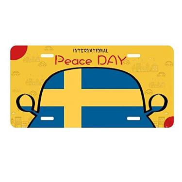 Imagem de DIYthinker Placa de licença com bandeira nacional da Suécia para decoração de carro, dia da paz