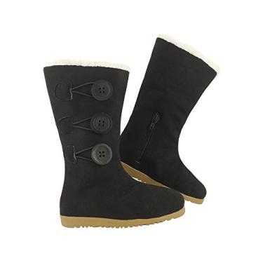 Imagem de Bota de Pelo Infantil Menino ou Menina 100% Forrada Inverno Lã Neve AM860 Cor:Preto Menina;Tamanho:25