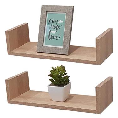 Imagem de Kit 2 Prateleiras U 40 x 15cm Carvalho Suporte Invisível