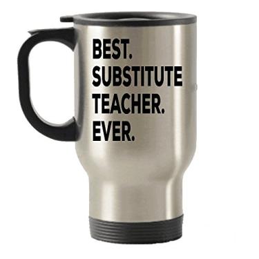 Imagem de Presentes para professores substitutos – Caneca isolada Best Substitute Teacher Ever Travel – Conjunto de caixa de cesta para presente – Ensino fundamental