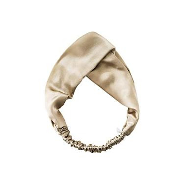 Imagem de ZIMASILK 100% seda de amoreira 19 mm elástico cabeça torcida acessório de cabelo turbante para mulheres, 1 Pack,Taupe