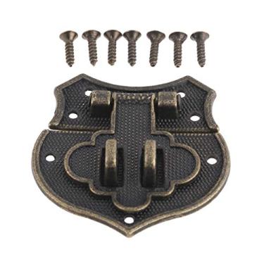 Imagem de 1 pc / 2pcs Bronze/Caixa de Ouro Hasp Lock Catch Catches para Jewelry Box SuitCase Fivela Fecho Antique Cadeado Móveis Hardware 38 * 38mm YYDFPIIA (Color : 1pc Bronze)
