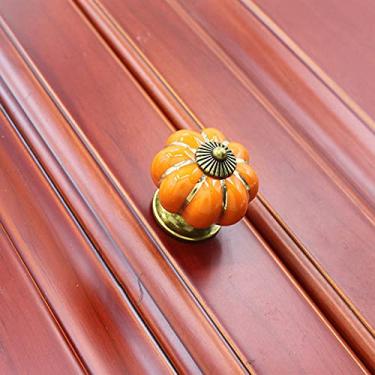 Imagem de Retro Abóbora Cerâmica Porta Maçaneta Cozinha Colorido Armário Gaveta Armário Locker Puxar Alça Armário Armários & amp; Botão Vanity, 4