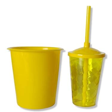 Imagem de Kit Lembrancinha 10 Balde Pipoca 1L + 10 Copo Twister 400 ML (Amarelo)