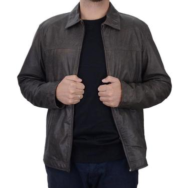 Imagem de Jaqueta Masculina Jack Slim Couro Estonado Marrom - 00405-Masculino