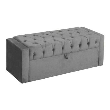 Imagem de Báu Calçadeira Emma 195cm Suede Cinza - Vallisa Decor
