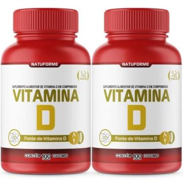 Imagem de 2X Vitamina D Natuforme 100 Comprimidos  1000Mg