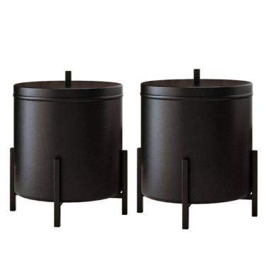 Imagem de Kit 2 Lixeira Cesto De lixo De Banheiro Cozinha Level Preto