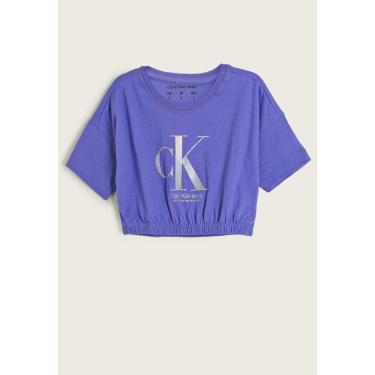 Imagem de Infantil - Camiseta Cropped Calvin Klein Logo Lilás Calvin Klein Kids CG3PJ01BC756 menina