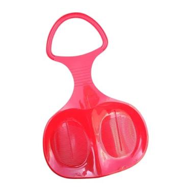 Imagem de Vaveren Trenó de neve, prancha de esqui tobogã de neve, trenó deslizante de grama, grande resistente com alça, trenó de trenó para crianças e adultos, Vermelho