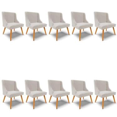 Imagem de Kit 10 Cadeiras Estofadas Para Sala De Jantar Pés Palito Lia Veludo Ci