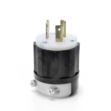 Imagem de Leviton 2381 20 Amp, 480 Volts 3 fases, NEMA L12-20P, 3P, 3W, plugue de bloqueio, nível industrial, sem aterramento - preto-branco