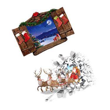 Imagem de OSALADI Decalques De Parede De Natal Adesivos 3D 2 Peças De Adesivos De Natal Para Janela 3D Decorações Para Casa Decoração De Festa De Natal