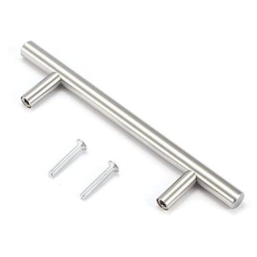 Imagem de Maçanetas de porta ferragens conveniente e simples maçaneta de porta 150 mm puxadores de armário prata puxadores de porta puxador de porta para armários móveis de cozinha armário D alça de aço