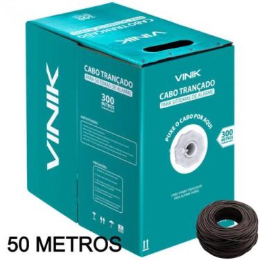 Imagem de 50 Metros Cabo De Rede Cftv Alarme Cat5 4 Pares Preto U/Utp - Vinik