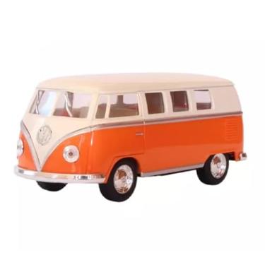 Imagem de Vw Kombi Nacional Metal 1962 Kinsmart 1:32 Laranja e Bege