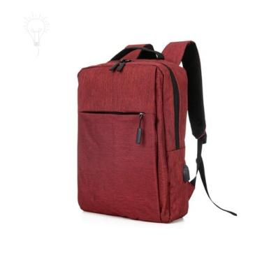 Imagem de Mochila Executiva Básica Masculina Feminina Compacta Unissex Reforçada Escolar Faculdade Trabalho Moderna (Vermelho)