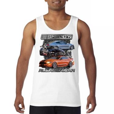 Imagem de Camiseta regata Shelby All American Cobra Mustang Muscle Car Racing GT 350 GT 500 Performance Powered by Ford masculina, Branco, P