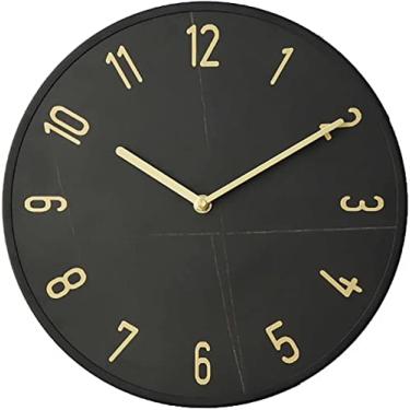 Imagem de Relógio de parede para decoração de casa, relógio de parede preto de 30 cm, relógio silencioso fácil de ler, relógios de parede brancos e pretos operados por bateria silenciosos sem tique-taque para